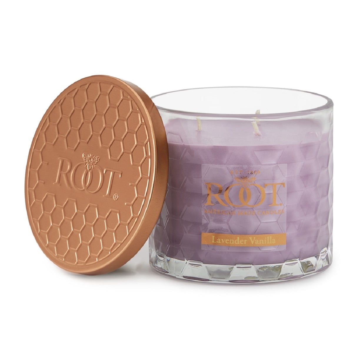 ROOT Candles 12 oz 3-Wick Signature Honeycomb filled Jar. Scent: Lavender Vanilla