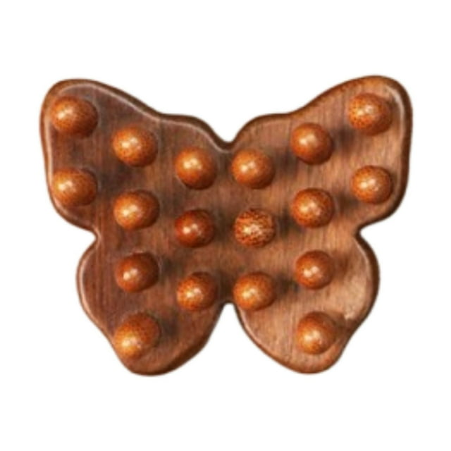 Peine de masaje de madera, peine para el cabello, herramienta de masaje de mano, regalo de cumpleaños, multiusos. Mariposa de 18 dientes