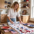 thumbnail image 2 of 4th of July Patriotic Table Runner, 72x13" Linen Independence Day Decor, Stain-Resistant Holiday Tablecloth for Dining Room Party, Red White & Blue Themed Home Decoration, 2 of 6