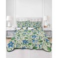 thumbnail image 2 of Quilts Twin-XL Size Bedding Set, Blue Green Botanical Lightweight Quilted Comforter, Spring Floral Summer Rustic Soft Reversible Bedspread Coverlet with Pillow Covers for All Season, 68" x 98", 2 of 7
