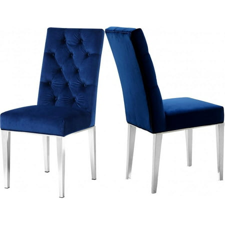 Meridian Furniture 732 Juno Navy Velvet Chrome Legs Dining Chair (Set of 4)