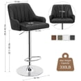 thumbnail image 2 of Juego de 4 taburetes de bar VECELO, ajustables, giratorios, de poliuretano, negros, 2 of 7