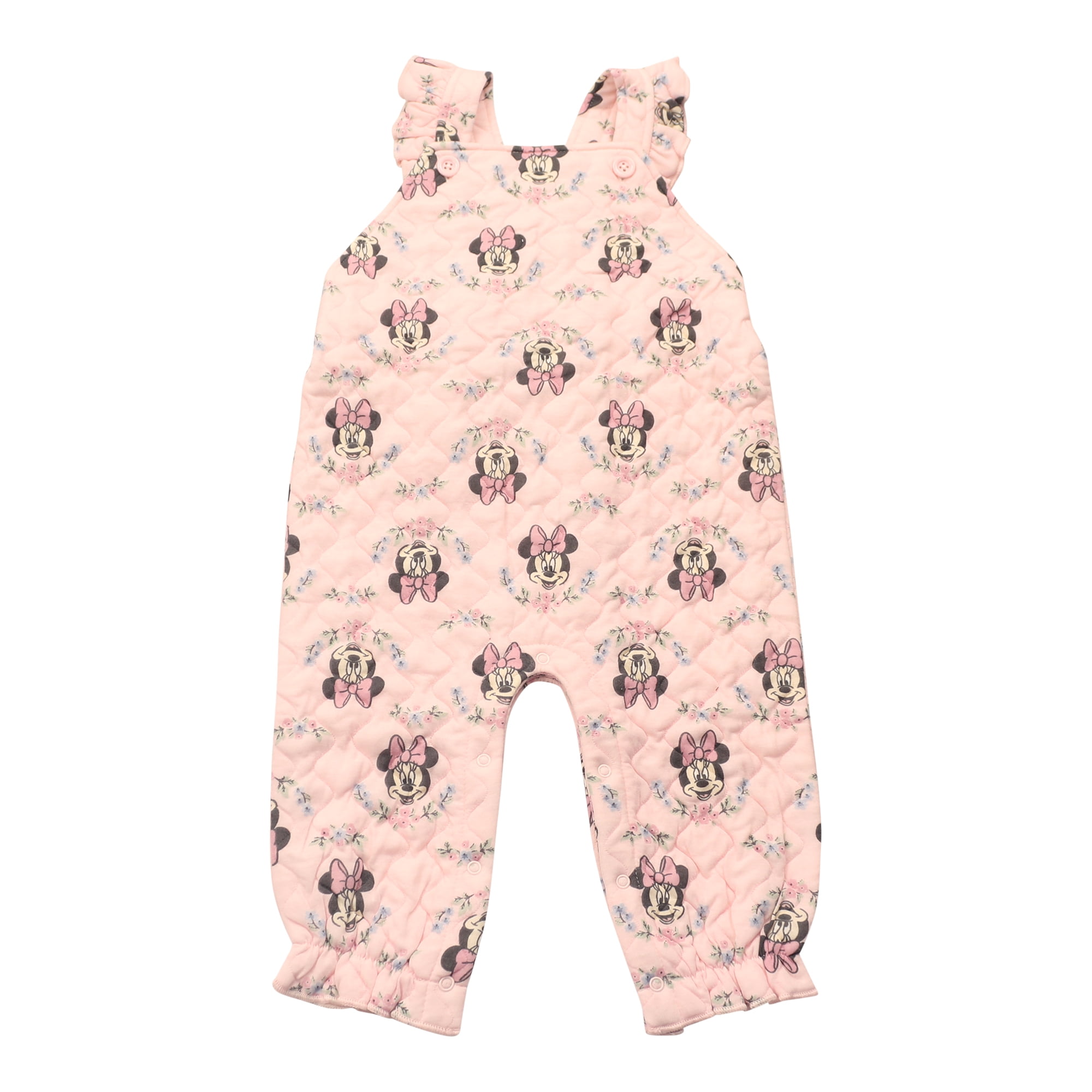 Disney Clothes Baby Girls 2-Piece Overall Set – Long Sleeve Top with Suspender Romper Minnie, Pooh, Bambi & Marie (Newborn–Infant)