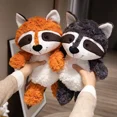 thumbnail image 3 of Muñeco de peluche de zorro gris para niños, muñeco de peluche de mapache perezoso de 5 tamaños, regalo de cumpleaños Kawaii, decoración de Animal de peluche1938, 3 of 3
