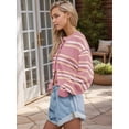 thumbnail image 4 of Women'S Oversized Cropped Cardigan Sweater Open Front Long Sleeve Button Down Knit Outwear Pink M, 4 of 6