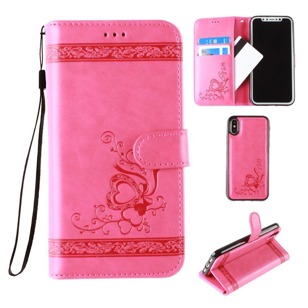 Apple iPhone X Wallet Case, Slim PU Leather Embossed Design with