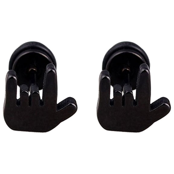 BNNG I Love You Logo Male And Female Earstuds Fun Gesture Earstuds Couple Gift Dainty Earrings for Women Stainless Steel Cubic Earrings