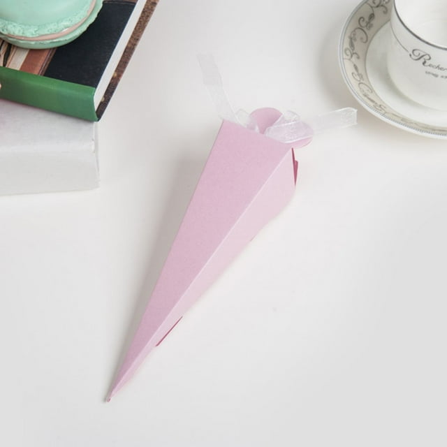 50pcs Cones Favour Gift Box Long Triangles Shape Box for Wedding Birthday Party(Wine Red)