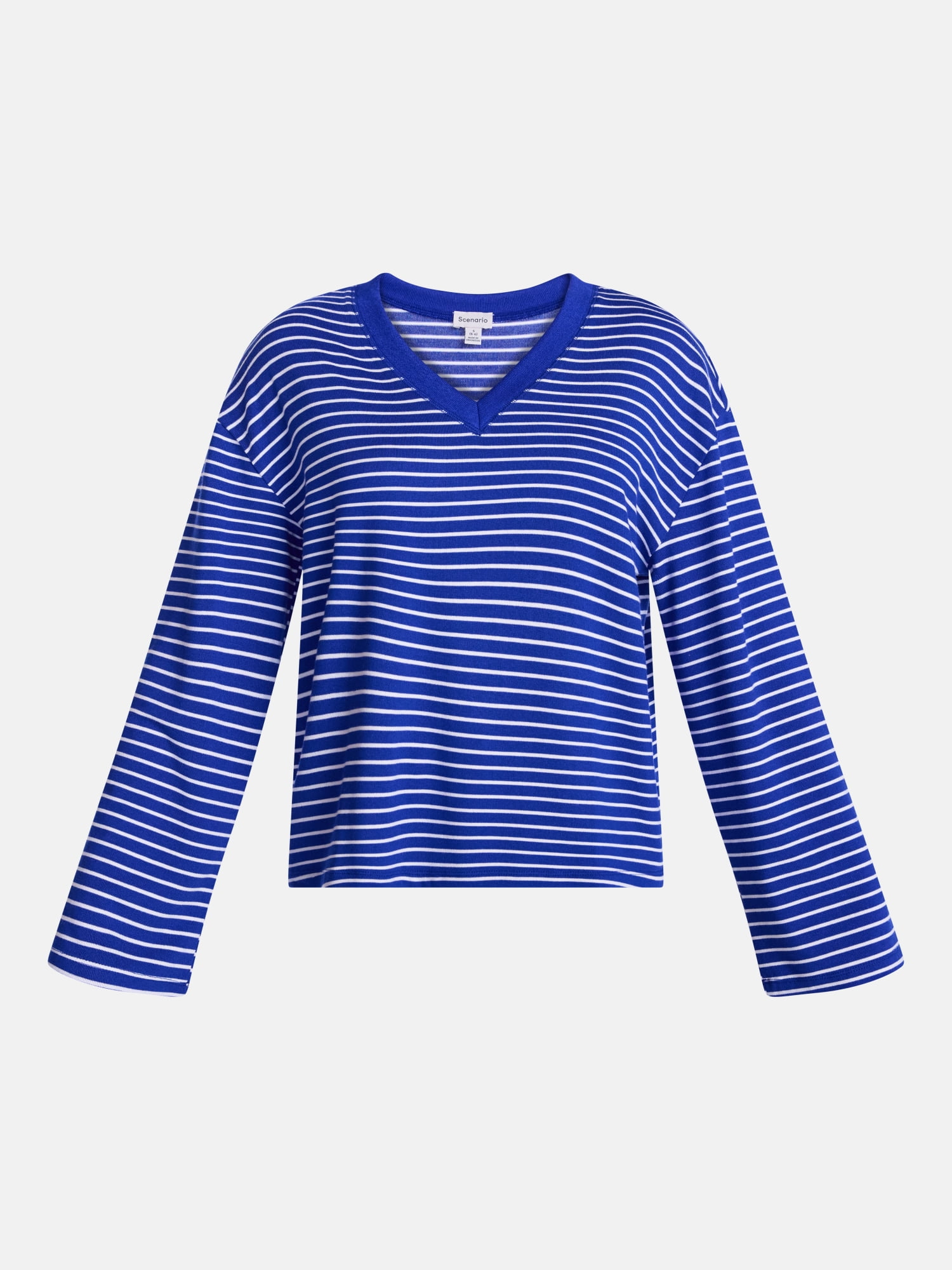 Scenario Women's and Women's Plus Relaxed Tee with Long Sleeves, Sizes XS-4X