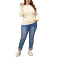 thumbnail image 2 of Agnes Orinda Women's Plus Size Sweater Long Sleeve Crewneck Shirts Knit Casual Basic Tee Tops 1X Apricot, 2 of 6