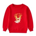 thumbnail image 4 of KYAIGUO Chandail de Noël pour Garçons et Filles, Chandail à Col Rond Imprimé pour Tout-Petits, Printemps Automne, chandail à Manches Longues Rouge pour Bébé, Haut Décontracté pour 1-16 Ans, 4 of 7