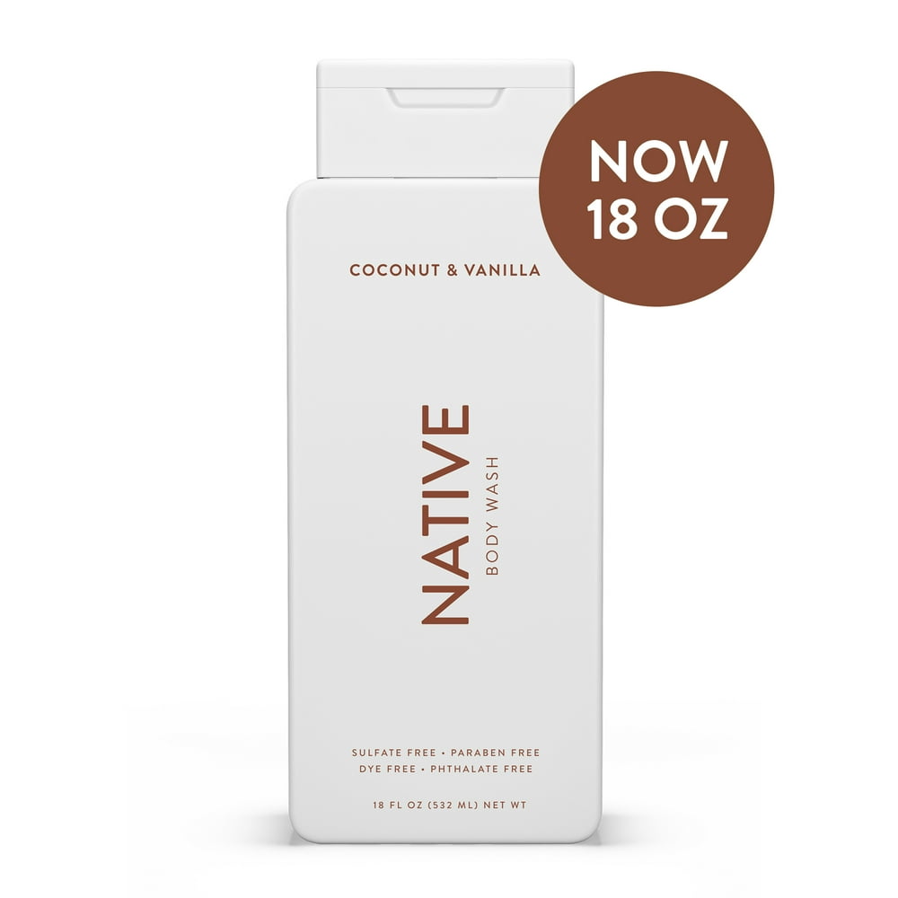Native Natural Body Wash, Coconut and Vanilla, Sulfate Free, 18 oz