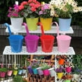 thumbnail image 3 of Weerihhol Large Metal Hanging Flower Pots Fence Hanging Planters Balcony Planters With Detachable Hook Multicolor Hanging Bucket For Indoor/Outdoor Decoration Wooden Flower Outdoor Large, 3 of 8