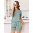 thumbnail image 3 of EKOUAER Womens Pajama Sets Short Sleeve Knit Lounge Set 2 Piece Pj Sets for Women V Neck Casual Loungewear, 3 of 6