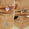thumbnail image 2 of Juwaliy Couple Necklace for Women 925 Sterling Silver 15MM Heart July Birthstone Rose Pendant Wedding Engagement Jewelry Valentines Day Gift for Her Wife/Girlfriend/Bride, 2 of 10