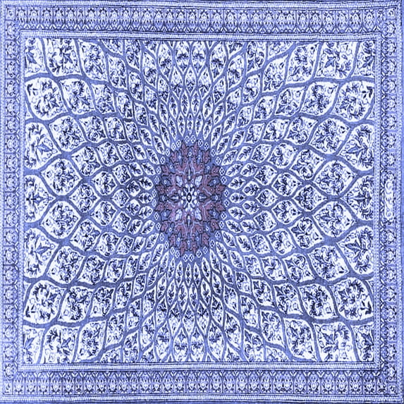 Ahgly Company Indoor Square Medallion Blue Traditional Area Rugs, 8' Square