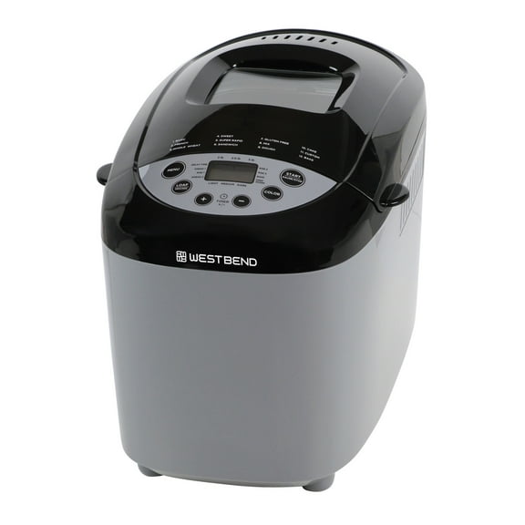 West Bend Hi-Rise Bread Maker with 12 Preset Digital Controls, 3 lb Capacity, in Gray (47413)