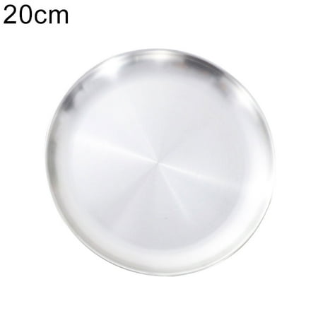 

SANWOOD Stainless Steel Matte Round Dining Plate Tableware Dessert Pizza Dish Fruit Tray