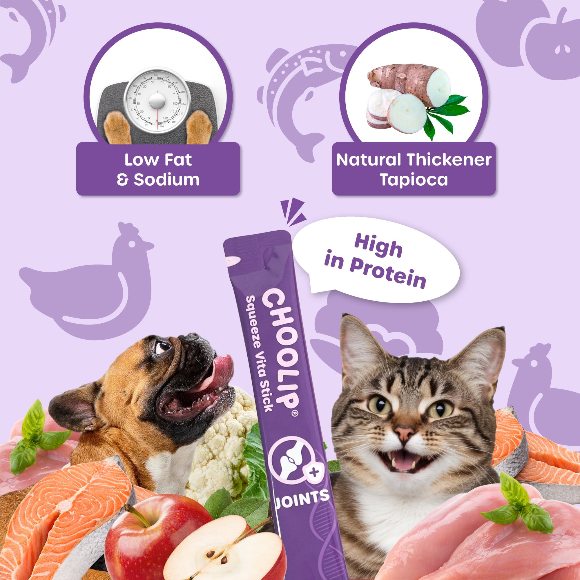 Choolip Vita Stick Joint Support Lickable Treats for Cats & Dogs, 25.9 oz (7 Pouches, 49ct)