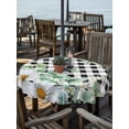 thumbnail image 2 of Outdoor Tablecloth with Umbrella Hole for Patio/Picnic/Party/Camping, Spring Floral Waterproof Table Cloth Round Cover Washable, Daisy Eucalyptus Leaves Black White Plaid (Dia 54"), 2 of 8