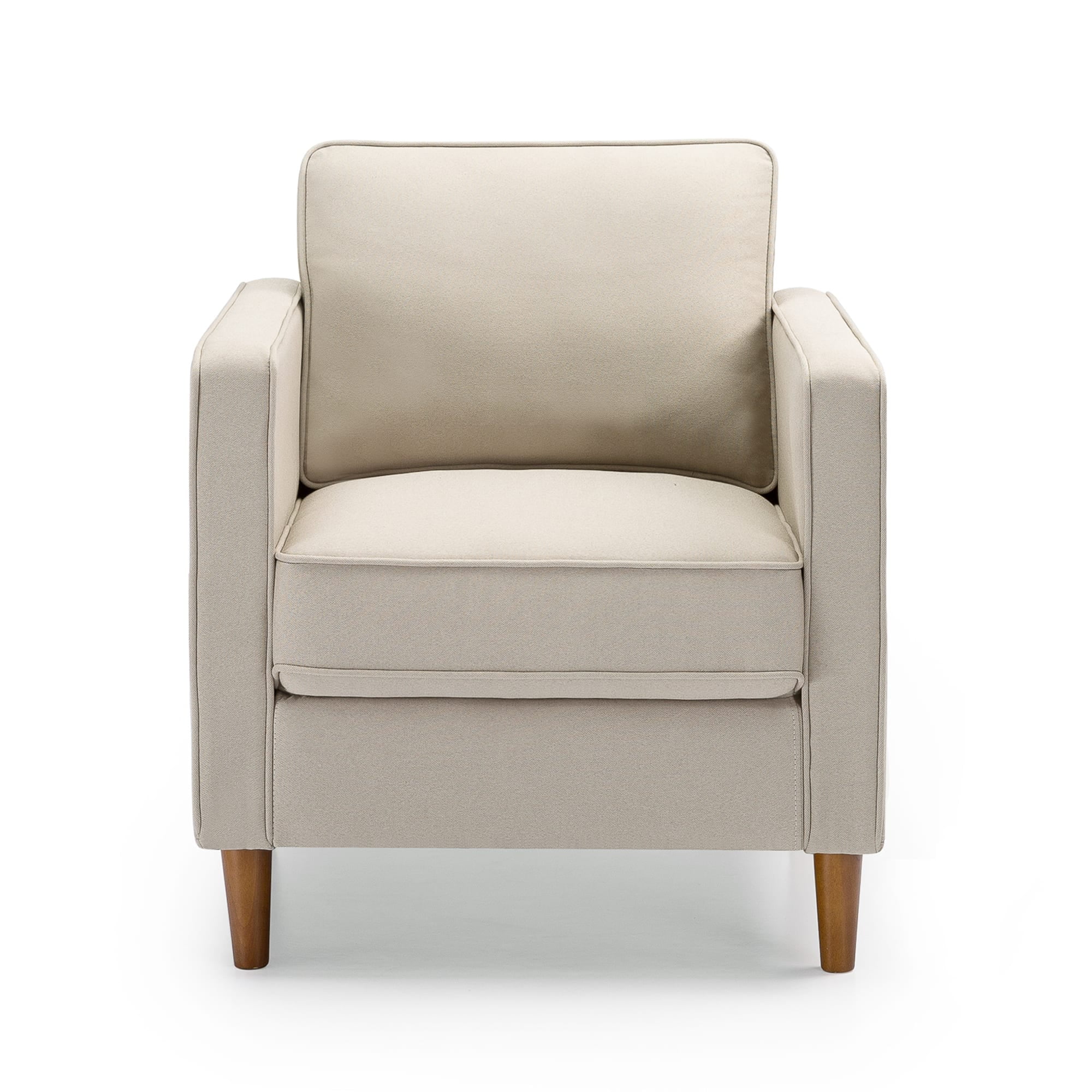 Mellow Hana Modern Fabric Armchair with Armrest Pockets, Sand Gray Beige