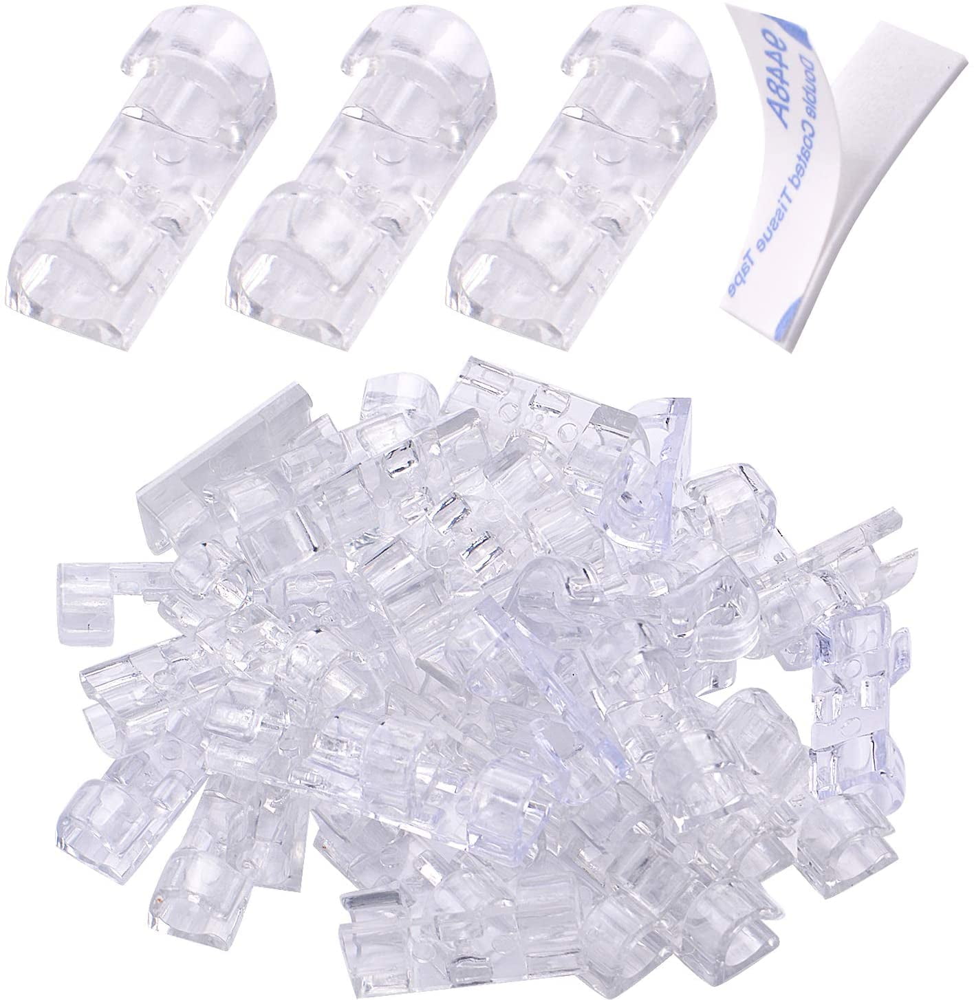 Adhesive Cable Clips, 40pcs Cable Management Drop Wire Holder Cord Organizer with Strong Self