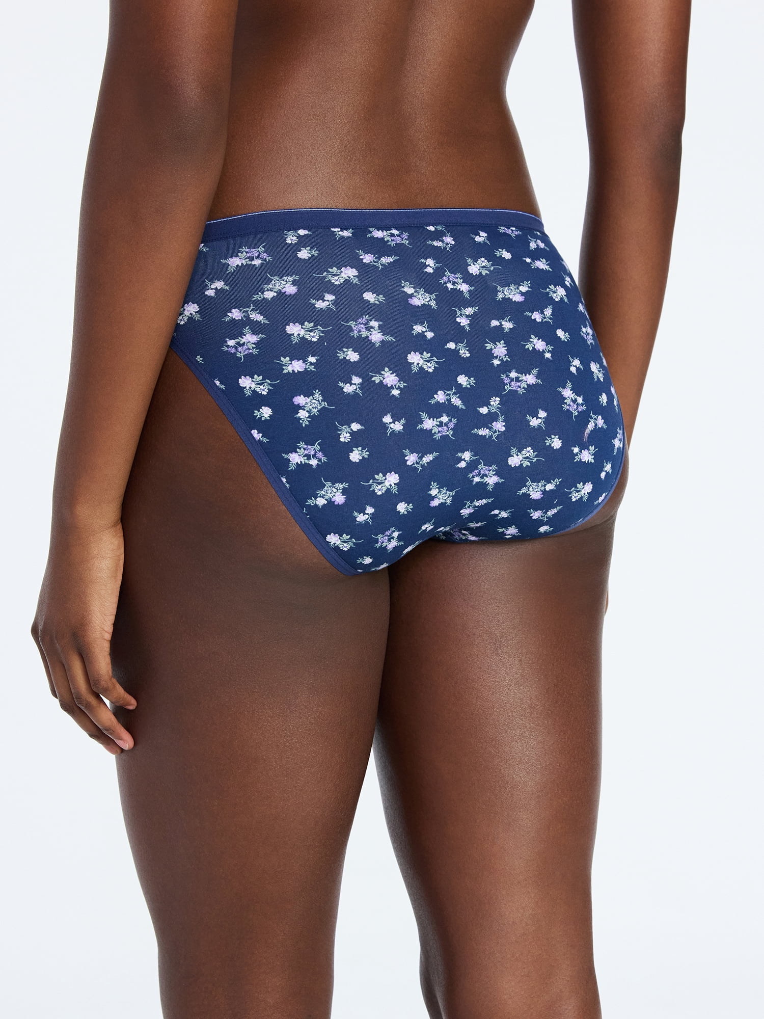Joyspun Women's Cotton-Blend Hi-Cut Bikini Panties, 6-Pack, Sizes S-XXXL