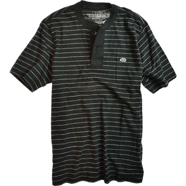Ecko Unltd. Camiseta henley Capitán Jack Stripe para hombre, negra, mediana