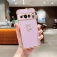 thumbnail image 5 of Compatible with Google Pixel 8 Case Cute Rose Flower Phone Case for Women Girls Luxury Plating Full Camera Lens Cover Protection Shockproof Pixel 8 Case 6.2" Soft Bumper Funda (Purple), 5 of 10