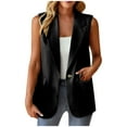 thumbnail image 2 of Meichang Womens Sleeveless Blazer Jackets Casual Open Front Cardigan Single Button Vests Dressy Lapel Collar Outwear with Pockets, 2 of 6