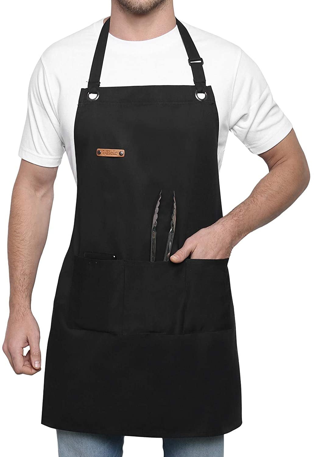 Black Bib Apron With Pockets For Catering Cooking Professional Chef