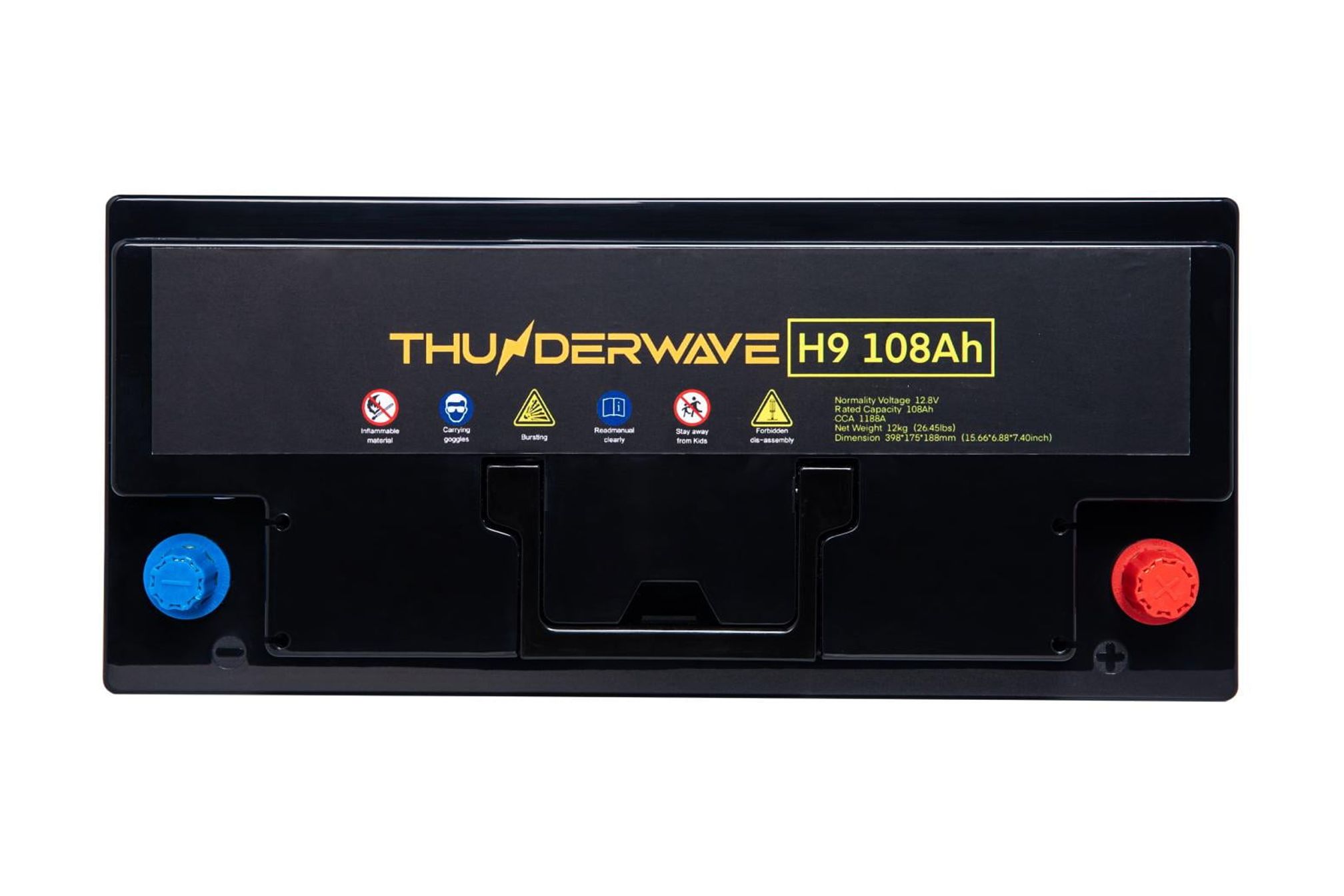 Thunderwave H9 108AH Lithium Battery 12.8 V Vehicle Battery Group 95R, 1188 CCA Top Post for Car