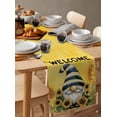 thumbnail image 6 of Sunflowers Gnomes Table Runner Cotton Linen 120 Inch Holiday Dresser Scarves, Summer Yellow Floral Leaf Plant Tablerunner for Kitchen Coffee Dining Bedroom Living Room Dinner Scarf Décor 13''x120'', 6 of 9