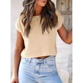 thumbnail image 6 of Women'S Summer Cropped Sweater Vest Trendy Cap Sleeve Crop Tops Crew Neck Loose Knit Tank Top Color M, 6 of 7