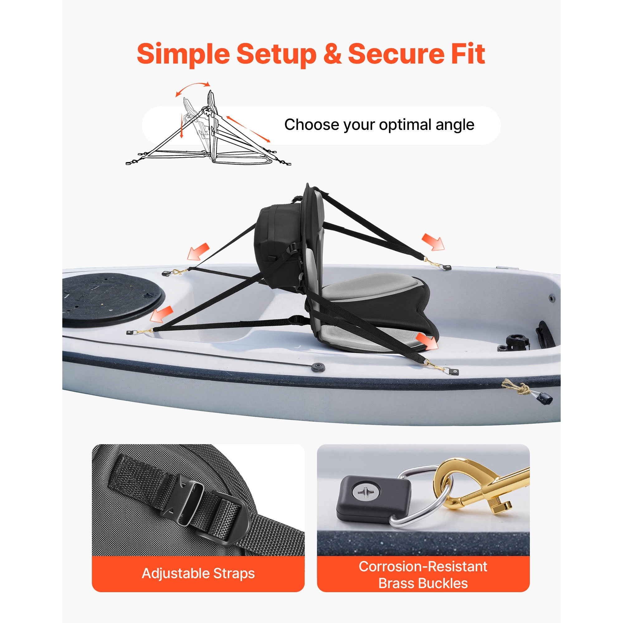 KFFKFF Universal Kayak Seat, 1 Pack 1" Thick, Comfortable Paddle Board Seat with Backrest, Soft Padded Cushion with Storage Bag & Adjustable Straps for SUP, Fishing Boat, Inflatable Kayak, Rowboat