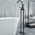 thumbnail image 5 of Gnosall Double Handle Floor Mounted Tub Filler with Handshower in Matte Black, 5 of 15