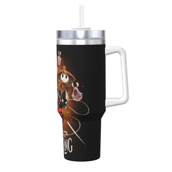 Silksong 40 OZ Ice Bully Cup with Handle Straw, Double Wall Stainless Steel Tumbler Travel Coffee Cup with Lid, Insulation and Cooling Cup for Birthday Present
