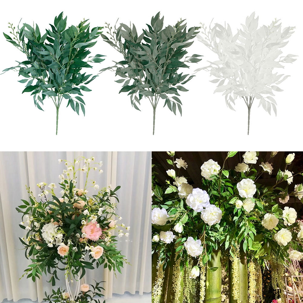 12 Peach Leather Fern Stems Filler Greenery Silk Wedding Flowers Artificial Fake 