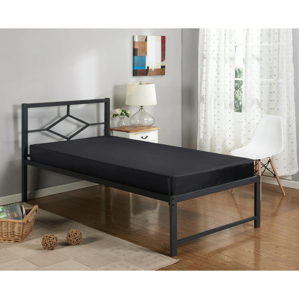 Archer 17 H Platform Daybed Bed Frame, Black Metal Queen Size Bed Headboard Footboard Rails And Platform