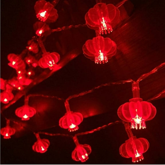 Red Lantern String Lights 80 Count 33 ft Battery Operated