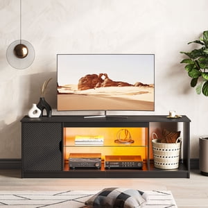 Bestier LED TV Stand for 65" TV, Black Carbon Fiber