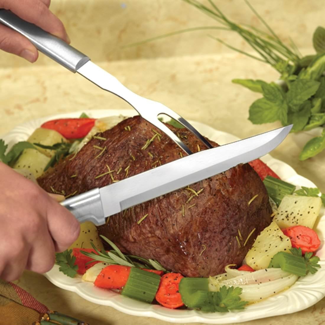 Rada Cutlery 4-Piece Prepare Then Carve Knife Gift Set, Silver Handles