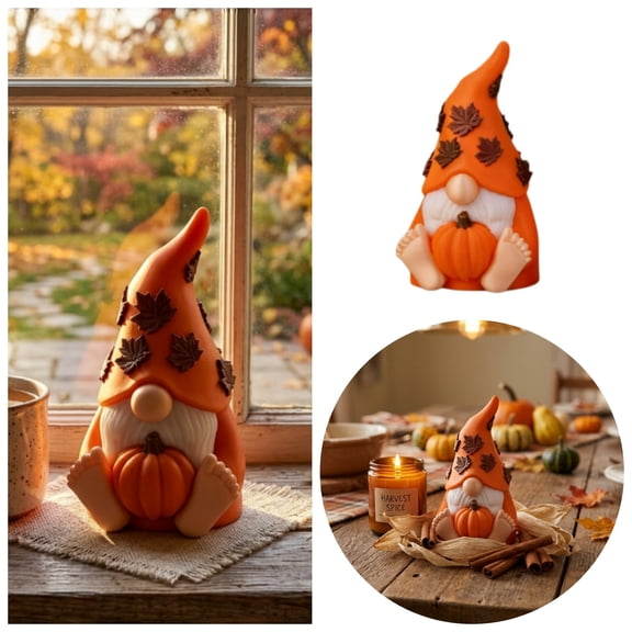 Orange PLA Autumn Pumpkin Desktop Figurine for Halloween Home Shelf Tabletop Ornament Cute Seasonal Collectible Decor