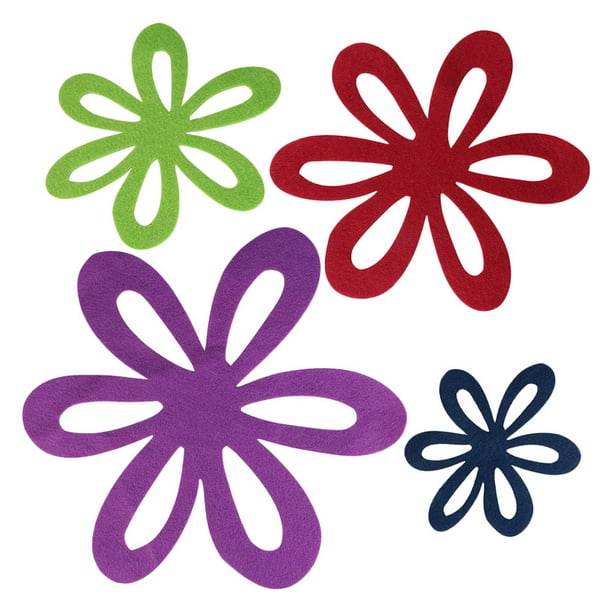 4 manteles individuales con forma de flor, diseño hueco, protectores de mesa y tapetes para macetas.