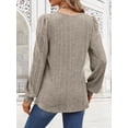 thumbnail image 5 of Tunic Shirts for Women Loose Fit Long Sleeve Shirts Square Neck Shirts Khaki S, 5 of 6