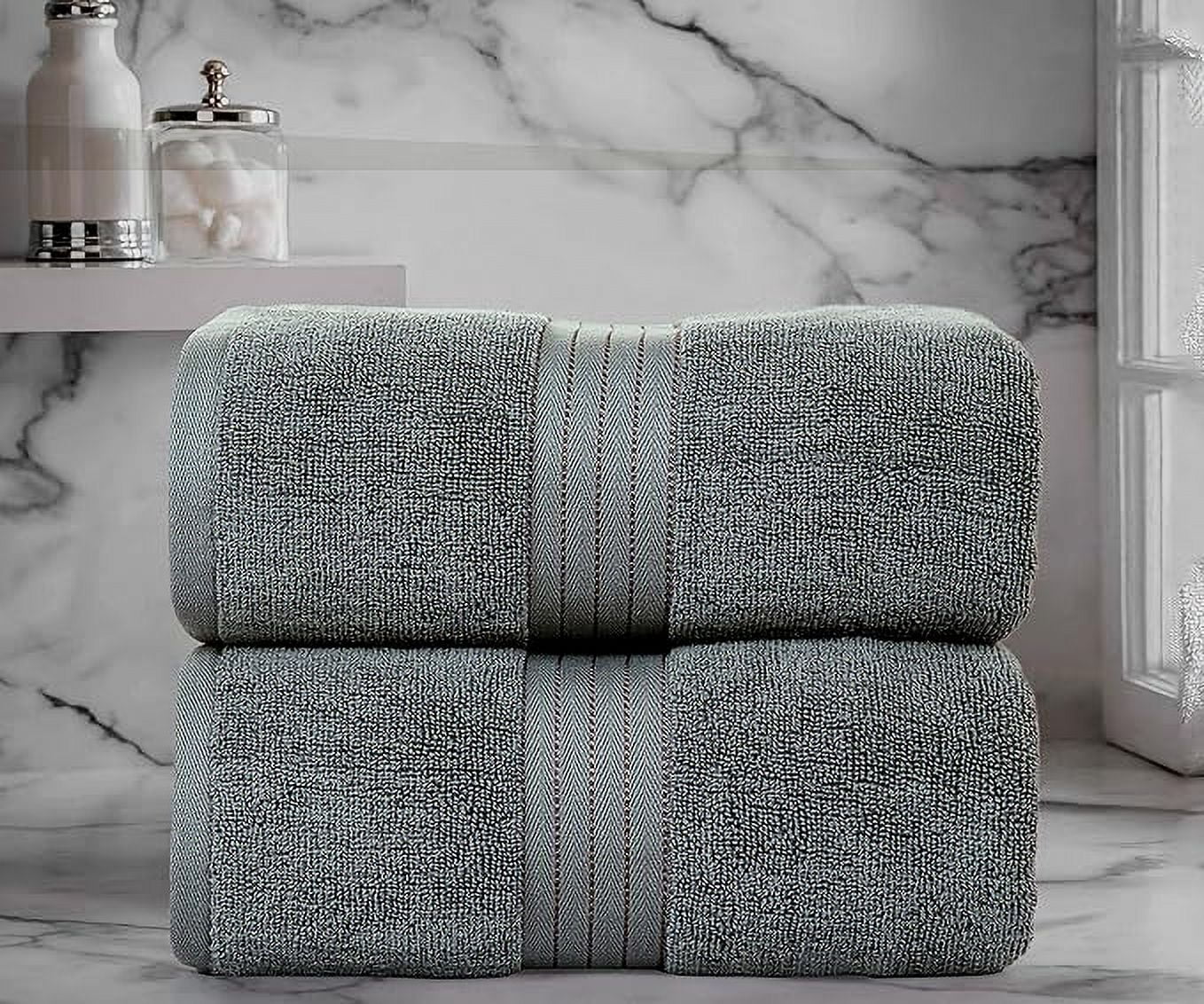 Bliss Casa Luxurious Jumbo Bath Sheet 35 x 70 Inch (2 Pack) 600 GSM Combed Cotton Highly Absorbent and Quick Dry Hotel Bath Sheet Set (Dark Gray)