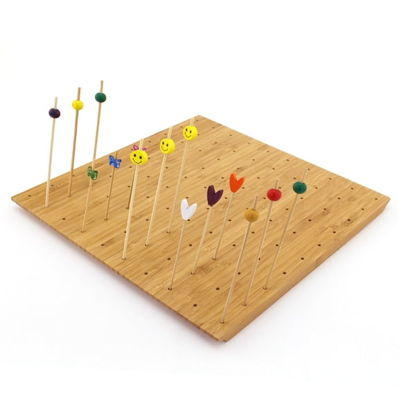 BambooMN 12"x11.8" Bamboo Skewer Holder Food Display Stand w/ 100 Holes, Perfect for Catered Events, Restaurants, Cocktail Party Supplies - 10 Skewer Holders