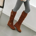 thumbnail image 4 of Fesfesfes Fuzzy Boots for Women Warm And Comfortable Suede Belt Buckle All Match Inner Heightening US:9(42), 4 of 8