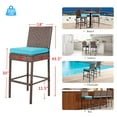 thumbnail image 5 of Outdoor Bar Stools Set of 2 Wicker Counter Height Bar Stools Patio Chairs Bar Height Patio Stools & Bar Chairs with Footrest Armrest Cushion Blue All Weather Rattan for Garden Pool Lawn Backyard, 5 of 7