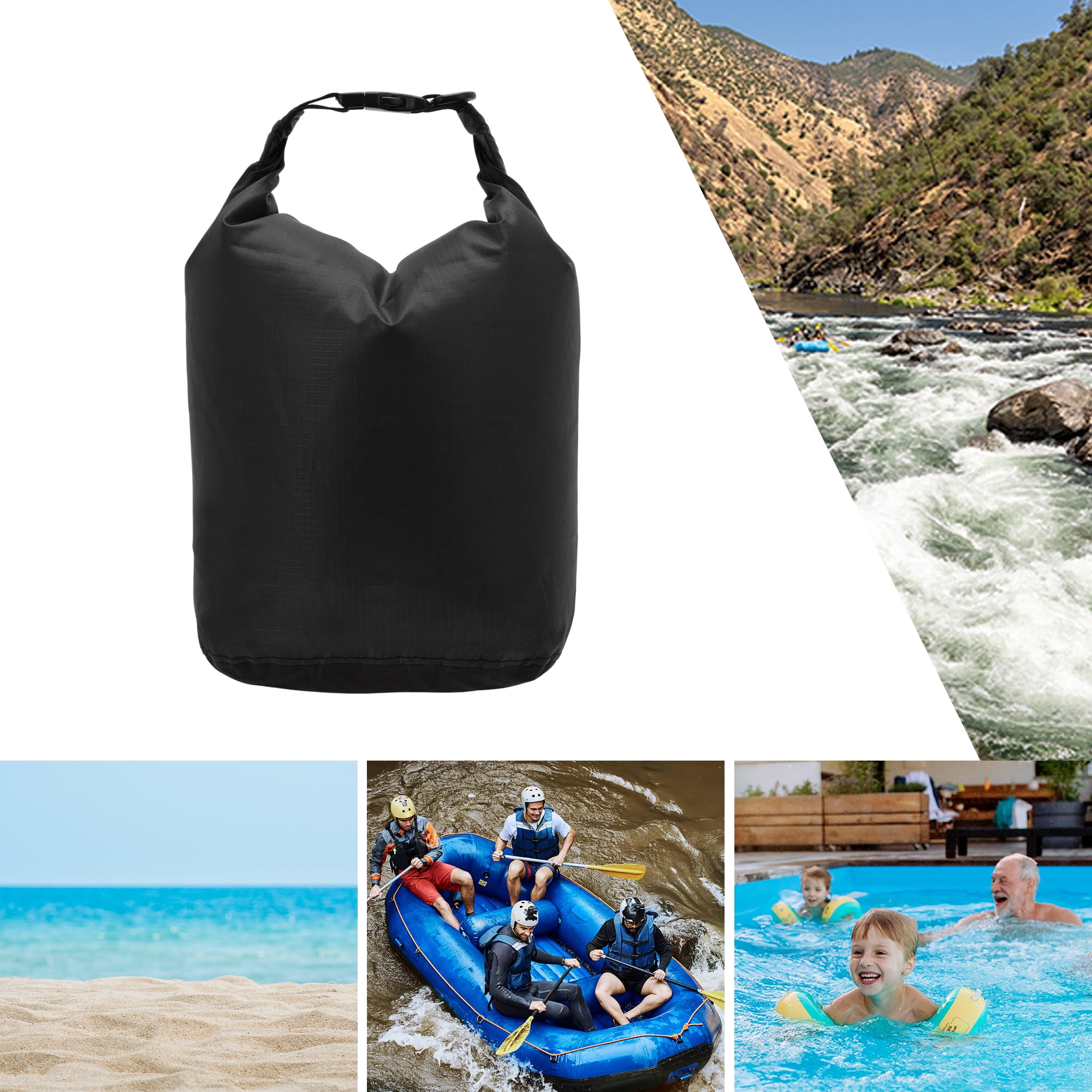 Unique Bargains Stuff Sacks Lightweight Dry Pack Black 10L